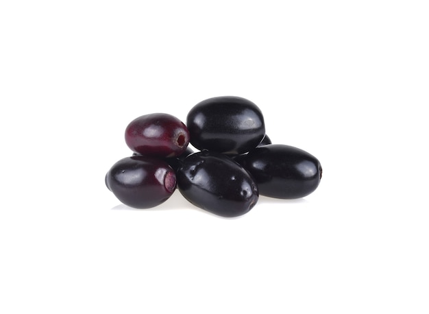 Jambolan plum or Java plum on white.