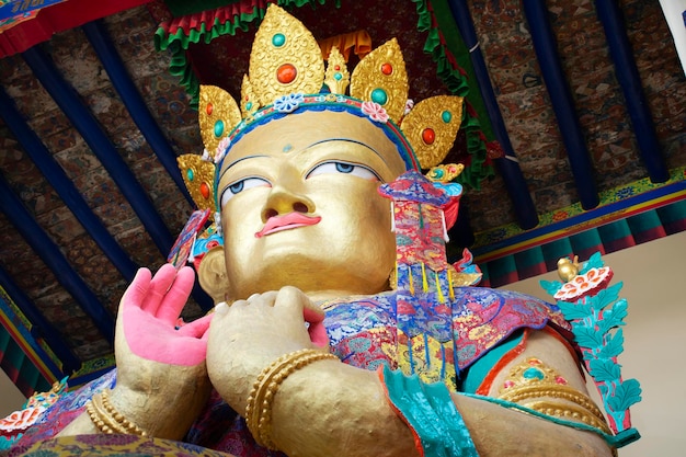 JAMMU KASHMIR INDIA MARCH 19 Maitreya Buddha in Tsemo Maitreya Temple or Namgyal Tsemo Monastery for people travel visit respect praying at Leh Ladakh on March 19 2019 in Jammu Kashmir India