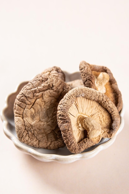 Jamur Shitake Kering or Dry Shitake Mushroom also known as hioko mushroom. Lentinula Edodes.