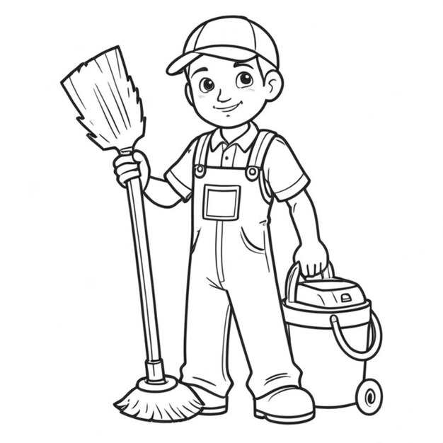 janitor line white background