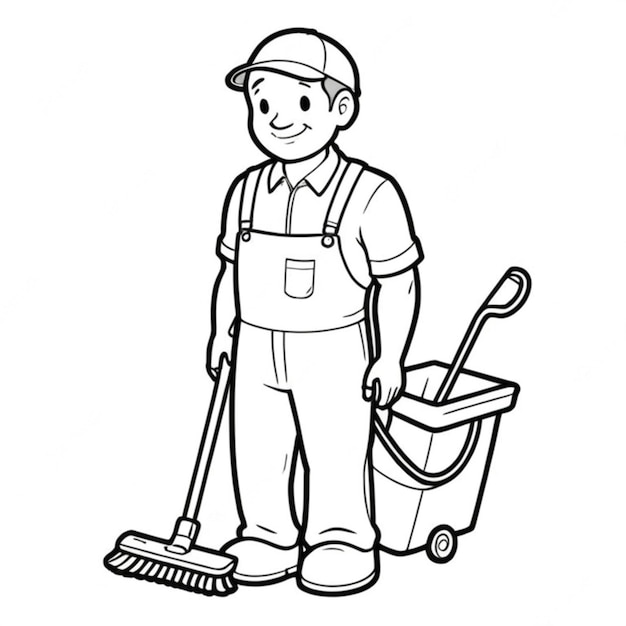 janitor line white background