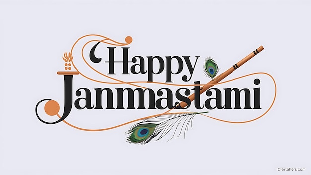 Janmashtami Banner Happy Krishna Janmashtami text Illustration Art