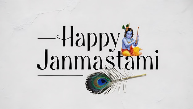 Photo janmashtami banner happy krishna janmashtami text illustration art