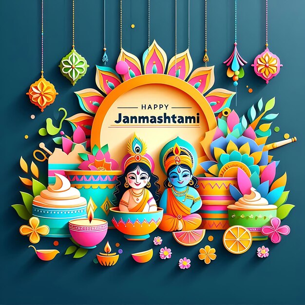 Photo janmashtami festival celebration illustration