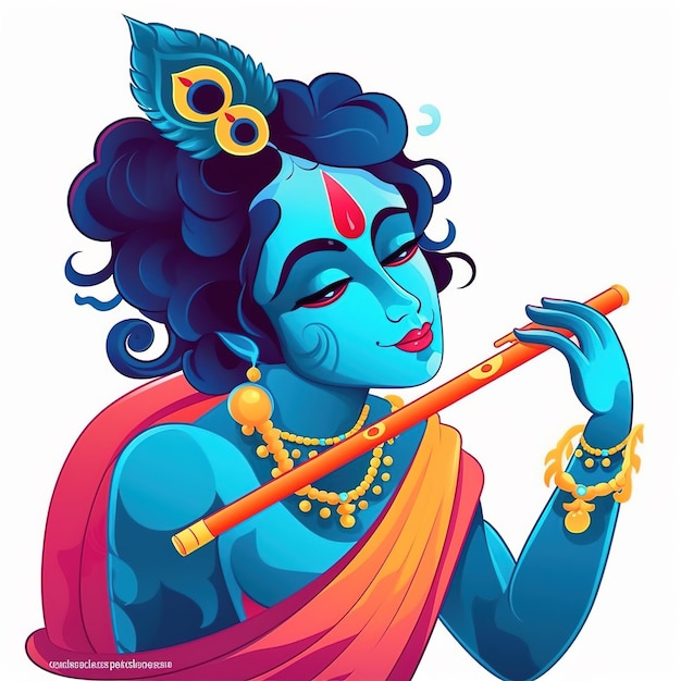 Janmashtami festival with Lord Krishna playing flute vector illustration background banner digital post poster and card designillustration