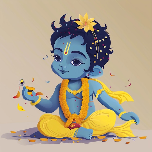 Janmastami festival best Krishna Illustration little krishna background design