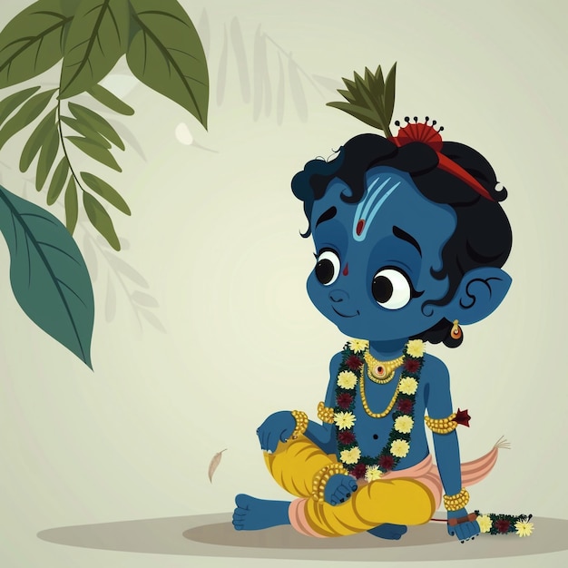 Janmastami festival best Krishna Illustration little krishna background design