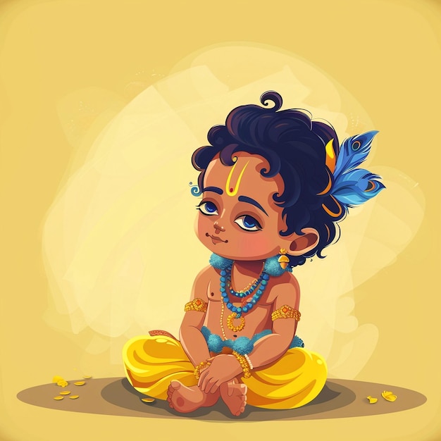 Janmastami festival best Krishna Illustration little krishna background design