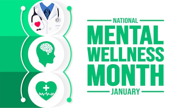 January is Mental Wellness Month background template Holiday concept background banner placard