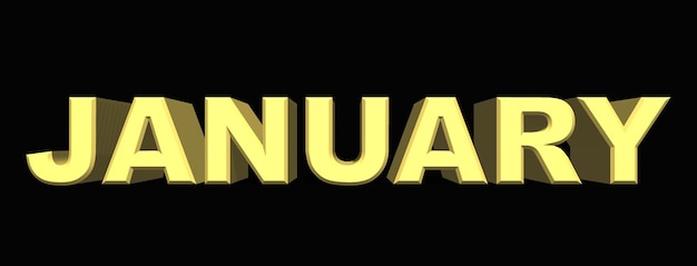 January month of the year yellow letters on a dark background