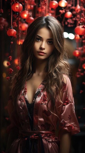 japan beautiful girl 20 year old phone wallpaper Professional Photo Generative Ai