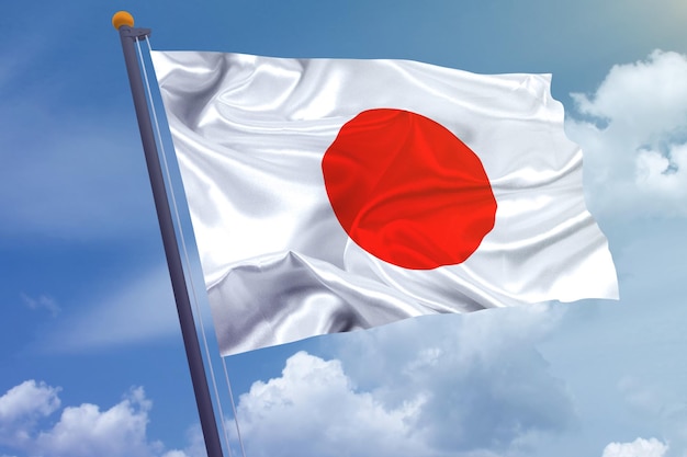 Japan flag on the sky background