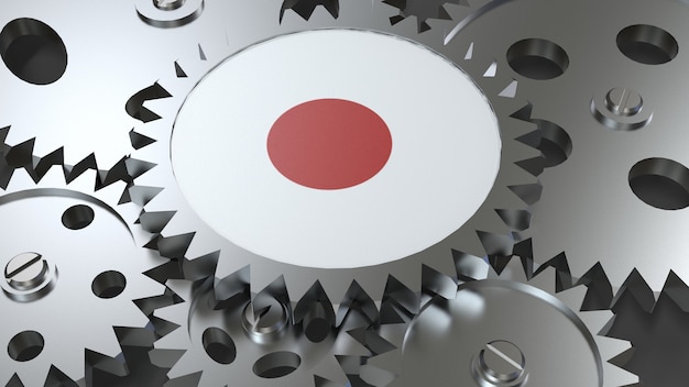 Japan flag with gears