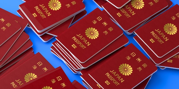 Japan passport 3d render concept .