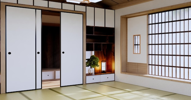 Japan style Big living area in luxury room or hotel japanese style decoration3D rendering