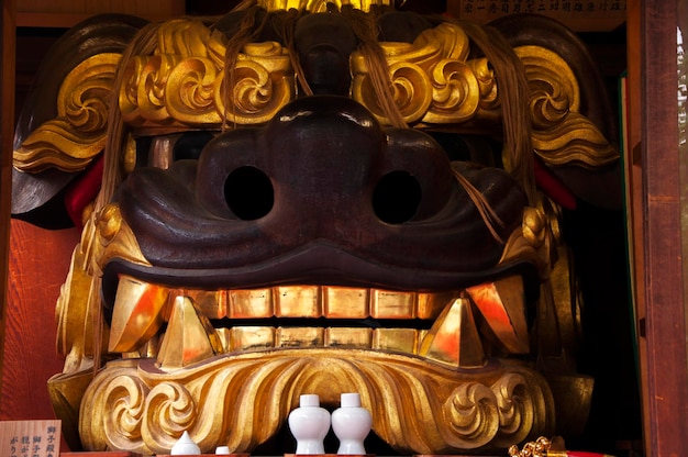 Japan Tokyo Tsukiji fish market temple mascot big lion on the ceiling