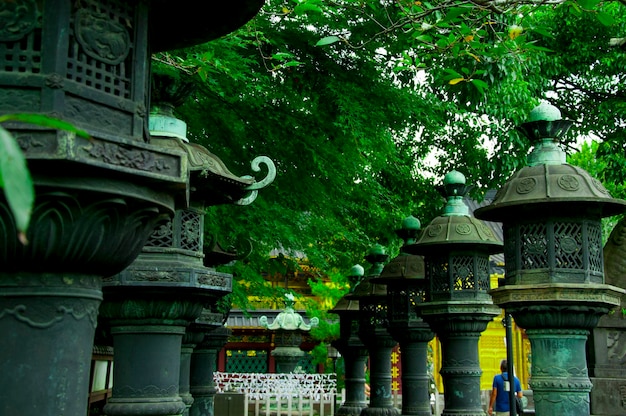 Japan Tokyo Ueno Toshogu historic building copper lanterns