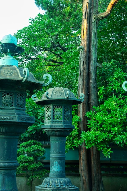 Japan Tokyo Ueno Toshogu historic building copper lanterns