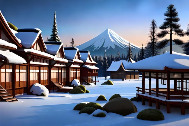 Japanese animation 3D landscape scenery with beautiful natural nuances