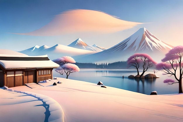 Japanese animation 3D landscape scenery with beautiful natural nuances