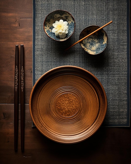 Japanese Asian Table Setting with Two