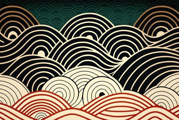 Japanese background with line wave pattern vector