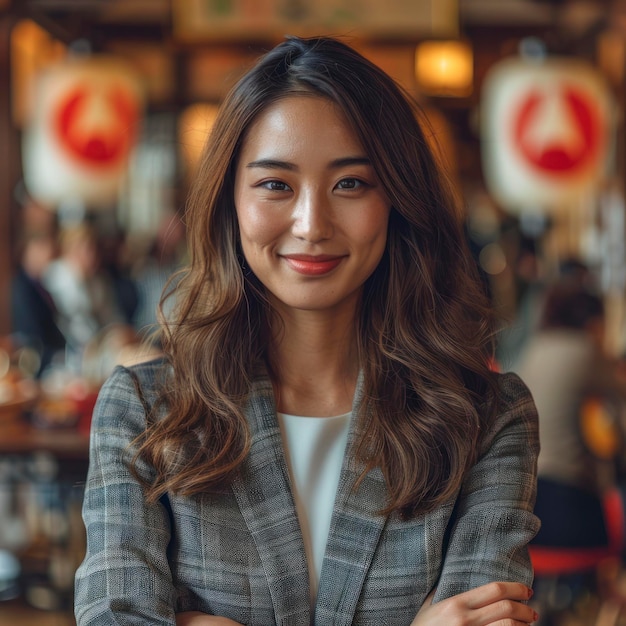 Japanese businesswoman negotiating a partnership agreement with international clients