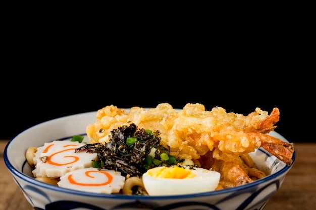 Japanese Cuisine Delicious tempura prawn udon noodles