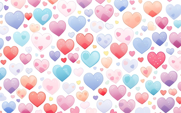 Japanese cute heart repeated patterns anime art style with pastel colors