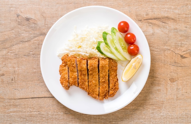 Japanese deep fried pork cutlet (tonkatsu set). Japanese food style