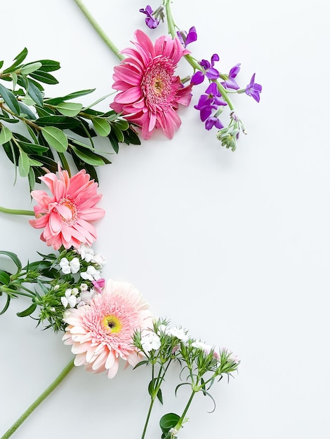 Japanese dianthus gerbera matthiola and laurel