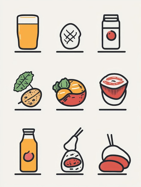 Photo japanese food and drink icons