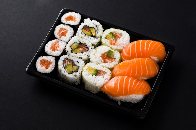 Japanese food: maki and nigiri sushi set