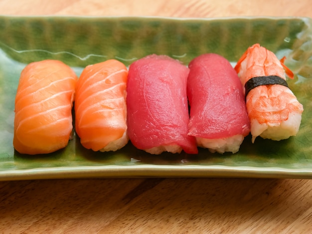 Japanese food salmon and tuna sushi delicious