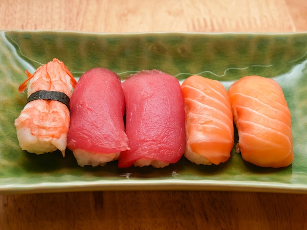 Japanese food salmon and tuna sushi delicious