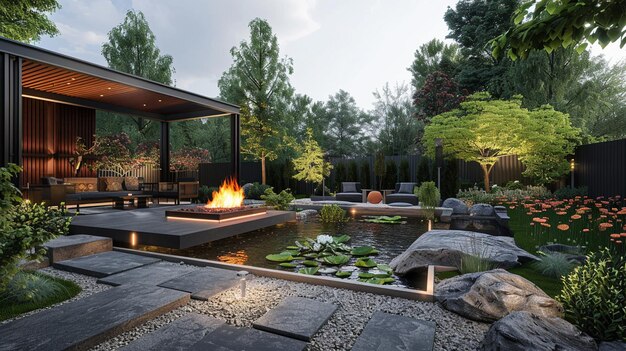 A japanese garden design from contemporary outdoor space