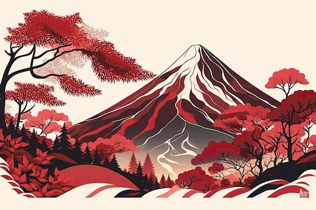 Japanese mountain Mt Fujiyama Landscape Pages to Color