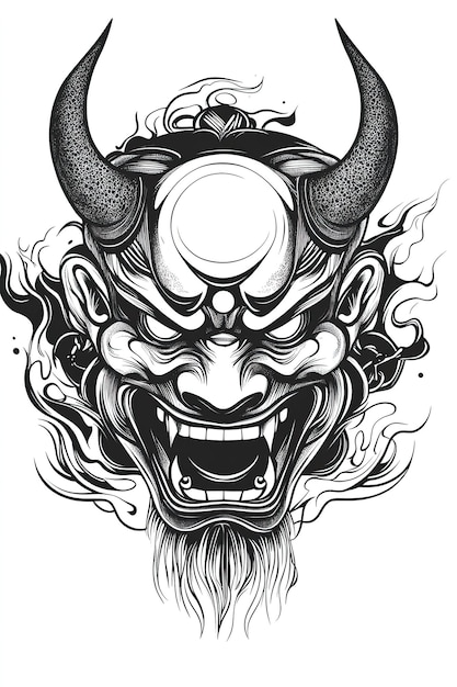 Photo japanese oni demon mask illustration