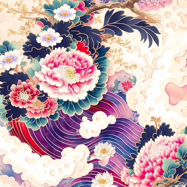 Japanese pattern Illustration Design