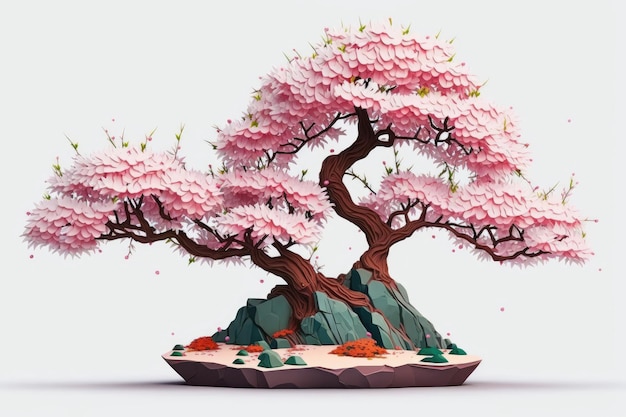 Japanese pink cherry tree bonsai also known as a sakura