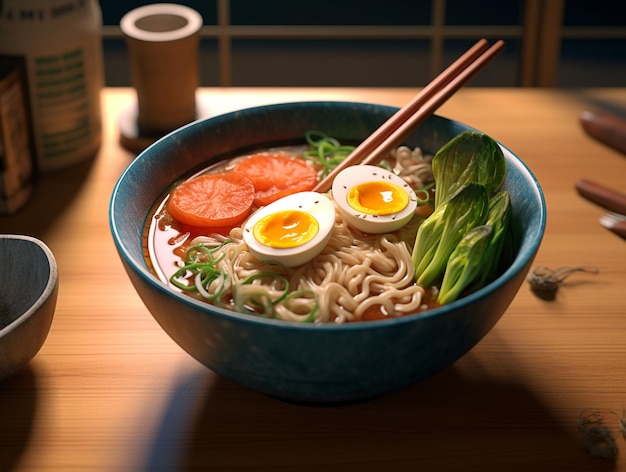 Japanese Ramen Noodle Illustration AI Generated