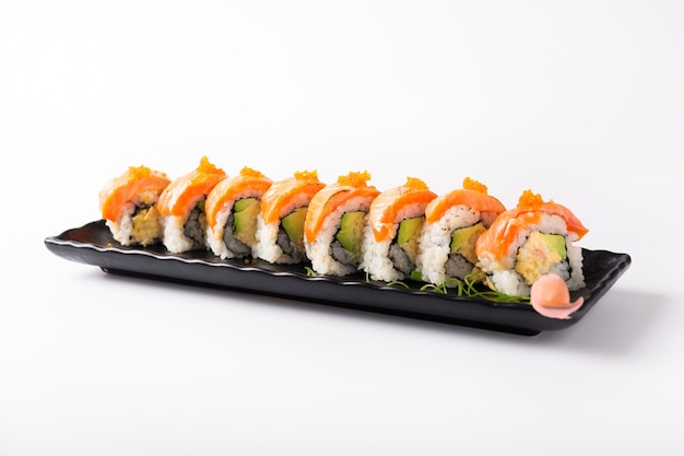 Japanese Salmon Sushi Rolls-Side View