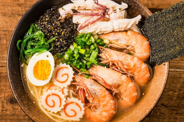 Japanese Seafood Ramen with cuttlefish sauce