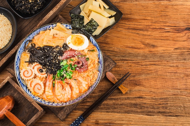 Japanese Seafood Ramen with cuttlefish sauce