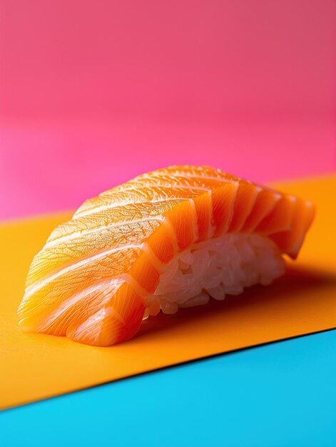 Photo japanese seared fish sashimi aburi on bold solid background close up food photo