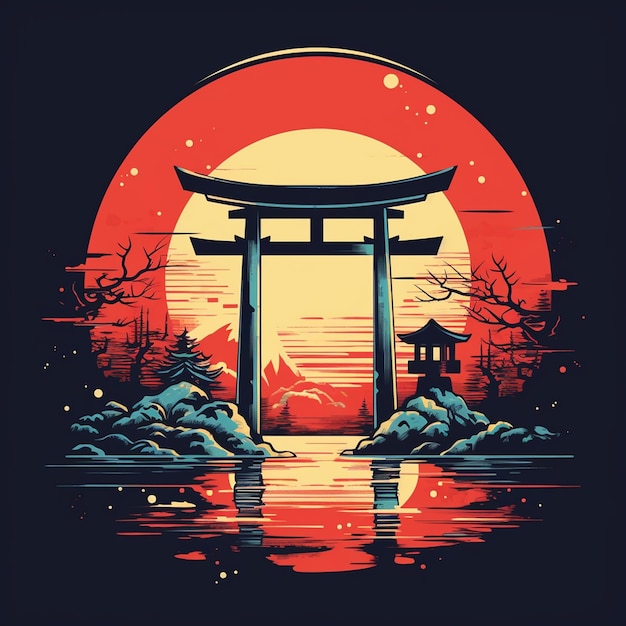 A japanese style japanese culture t shirt design