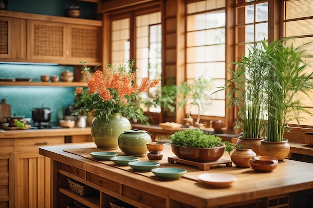 Japanese style kitchen interior