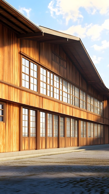 Photo japanese style wooden house with windows