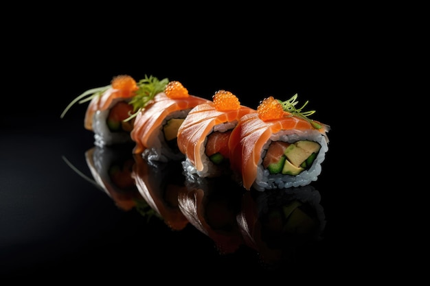 Japanese sushi on a dark background