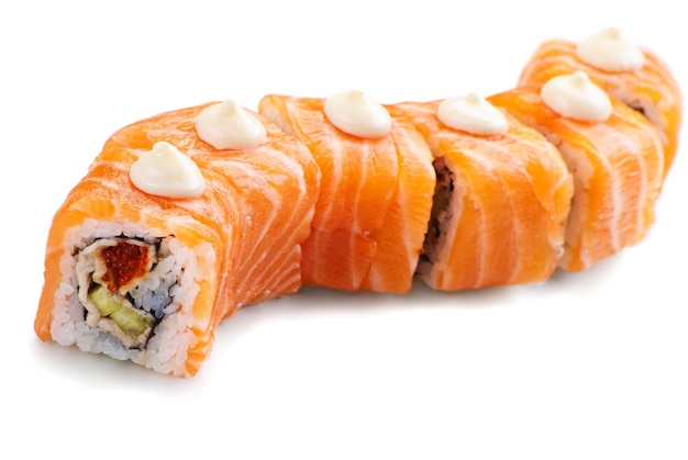 Japanese sushi traditional japanese foodRoll made of salmon